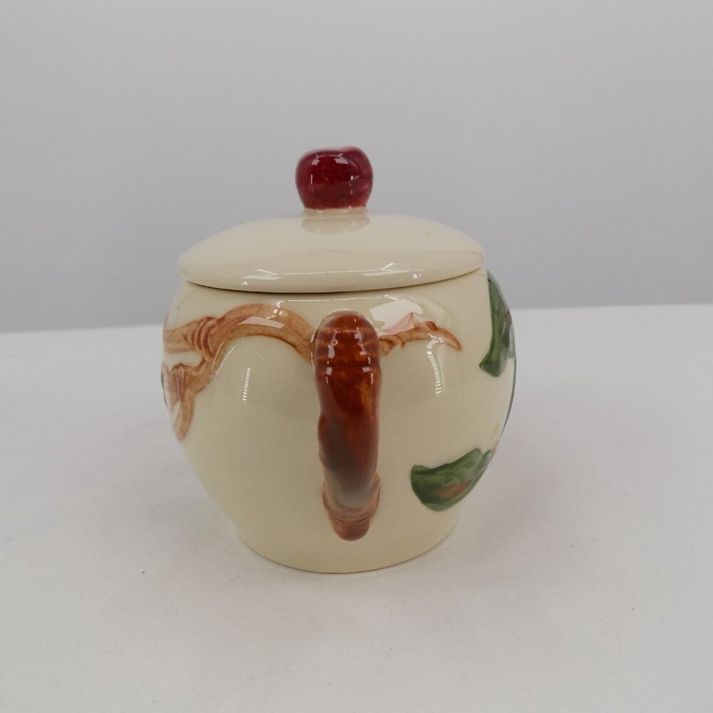 Franciscan Apple Individual Creamer Sugar Bowl set Lid VTG 1940s California FLAW - Picture 5 of 13